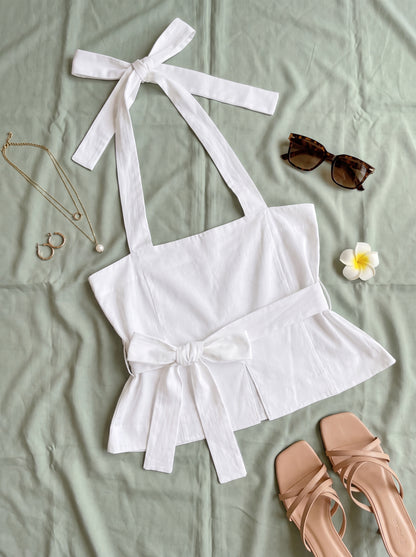 White Tie-Up Top