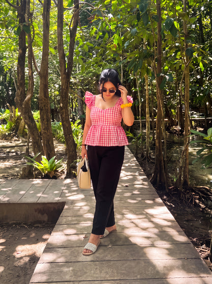 Gingham Ruffle Top