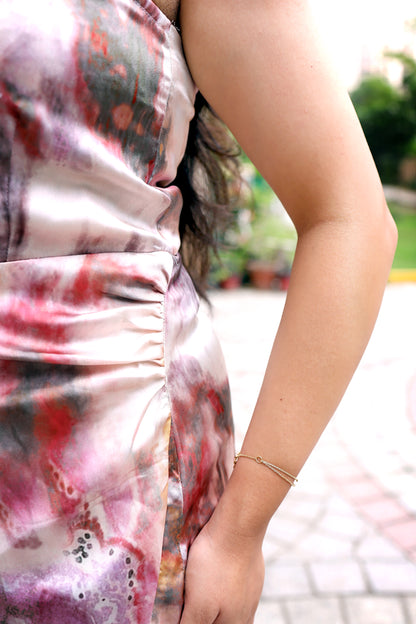 Marble Satin Midi Dress