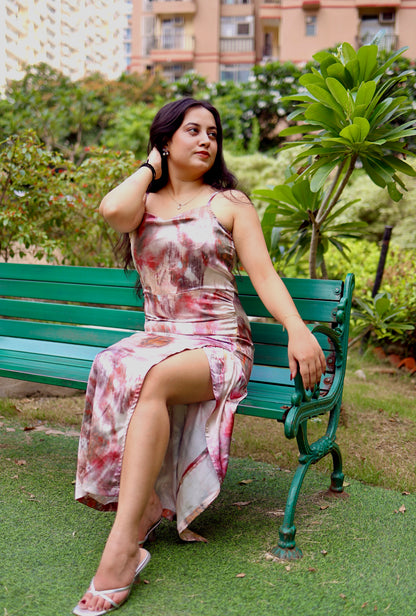 Marble Satin Midi Dress