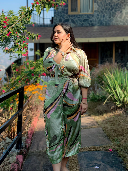 Olive Breeze Midi Dress
