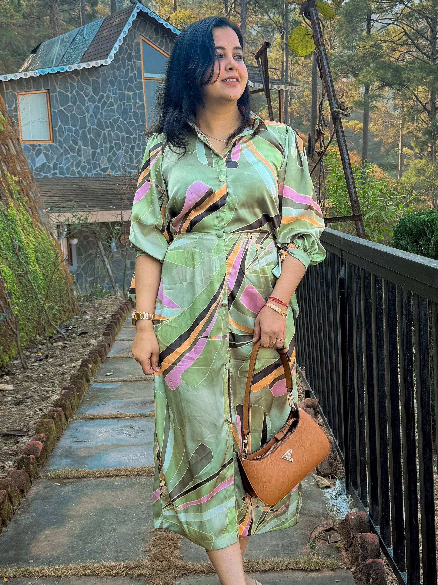 Olive Breeze Midi Dress