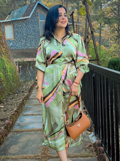 Olive Breeze Midi Dress