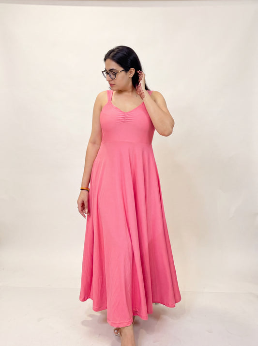 Coral Maxi Dress front on model