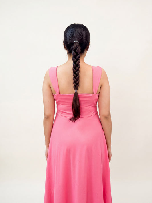 Coral Maxi Dress back on model