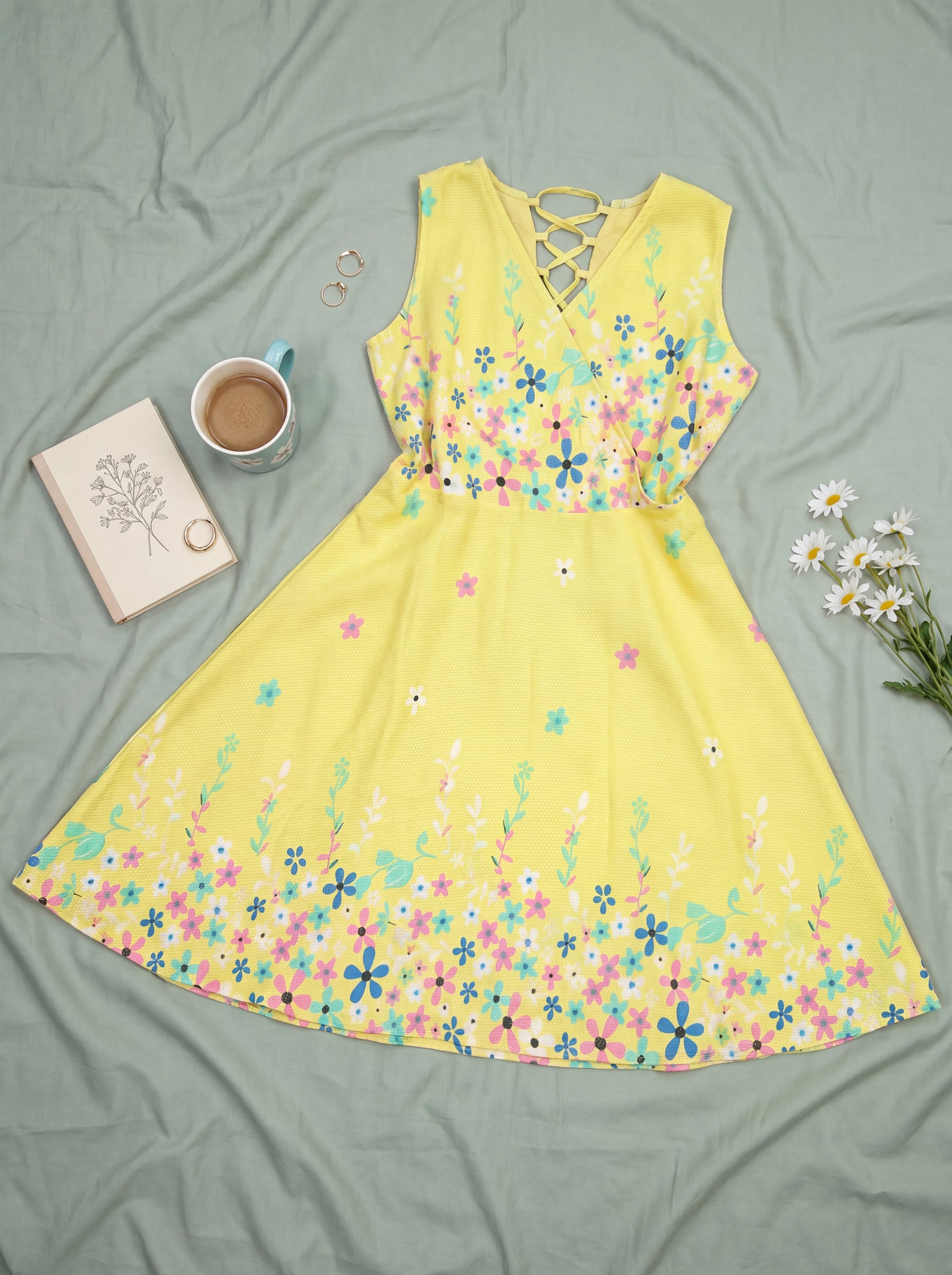 Flora Sun Short Dress flatlay