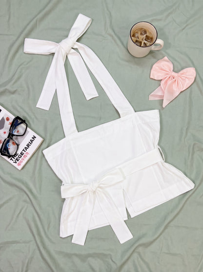 White Tie-Up Top flatlay